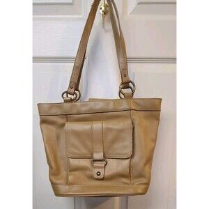 HILLARD AND HANSON TAN LEATHER OVER THE SHOULDER PURSE GREAT CONDITION